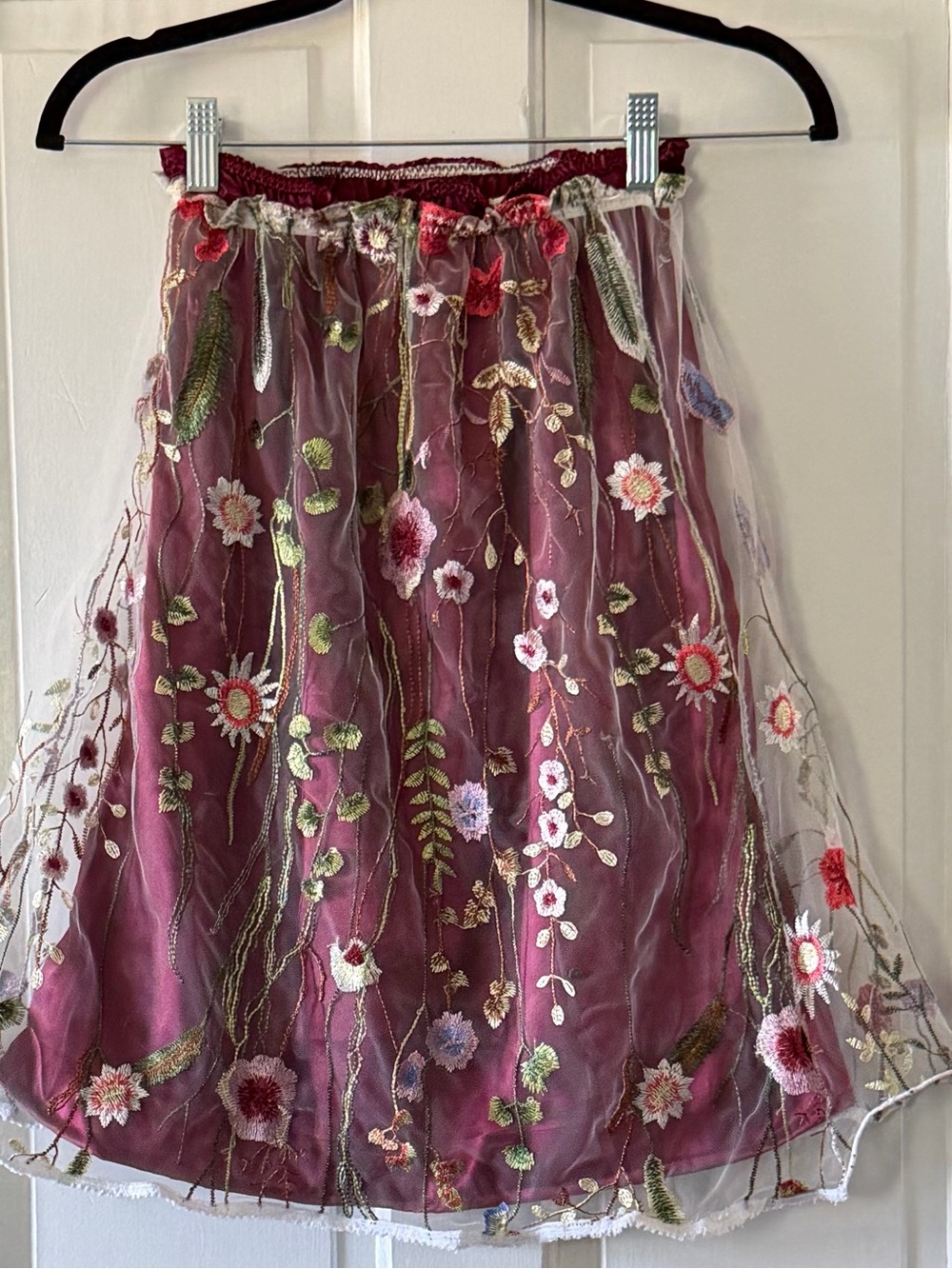 Jennifer Miller Designs
Embroidered Tulle skirt over stretch satin skirt